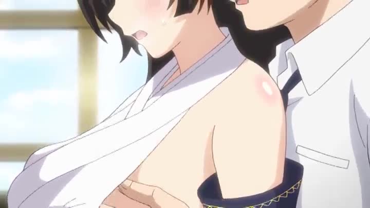 妹エロアニメ【○○交配 第六話　真面目な彼女は鬼の姫巫女】サンプル画像１　巨乳　巫女　爆乳　着エロ